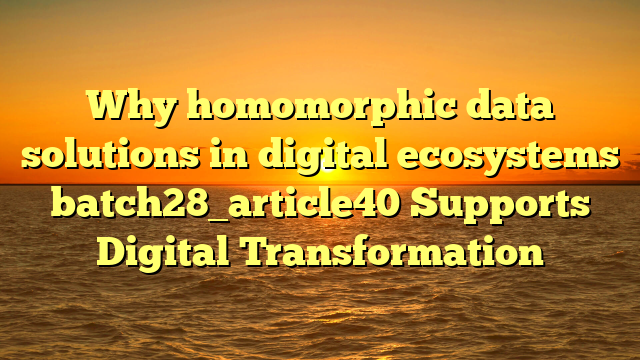 Why homomorphic data solutions in digital ecosystems batch28_article40 Supports Digital Transformation